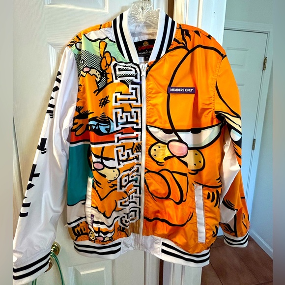 Members Only Other - NWT Members Only Garfield Graphic Windbreaker Men’s Jacket Zip Front Size Medium